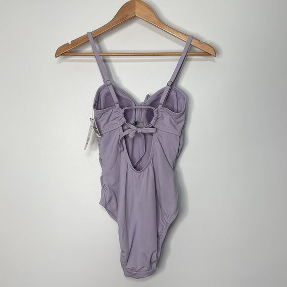 NWT Time and Tru Lavender Sweetheart Tie Back One-Piece Swimsuit Size Small - Picture 7 of 10